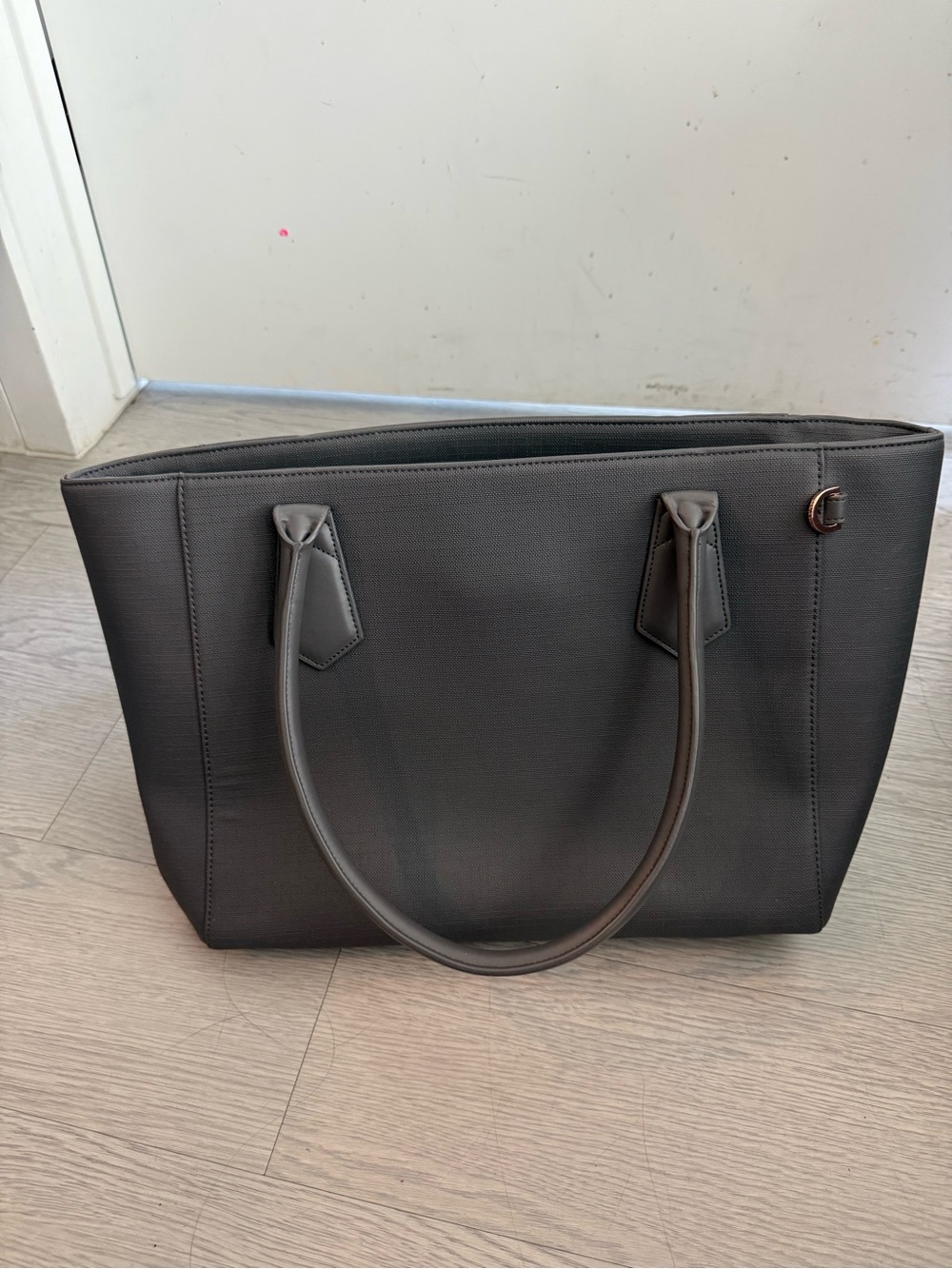 DAGNE DOVER Graphite Gray Classic Coated Canvas Tote 13" Laptop Business School